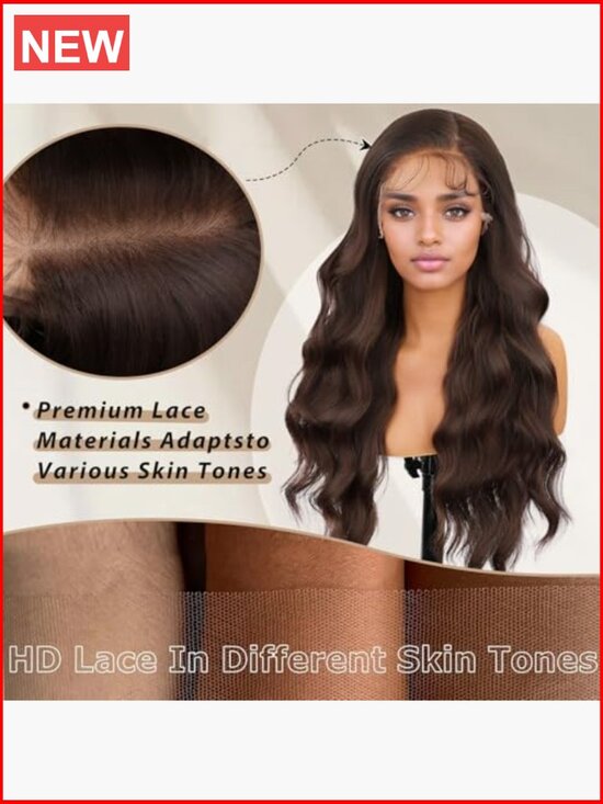 13x4 Dark Brown Lace Front Wig 26Inch Long Wavy Synthetic Wig with Baby Hair main image 4